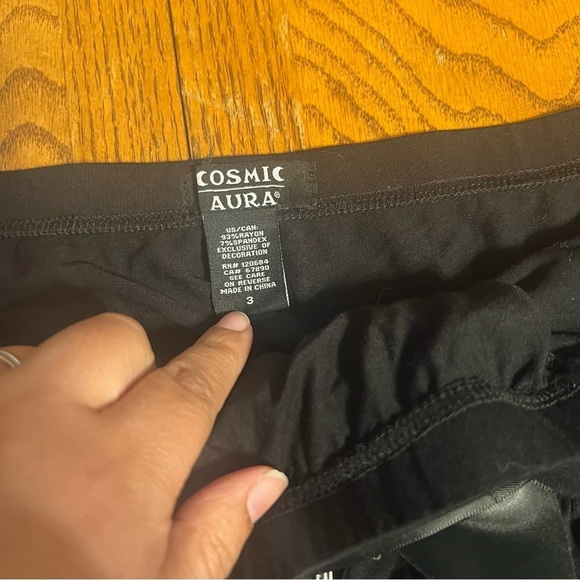 Cosmic Aura Lace-Up Ruffle Tiered Mini Skirt in Black Sz 3 Gothic Cross Charms - Picture 9 of 16